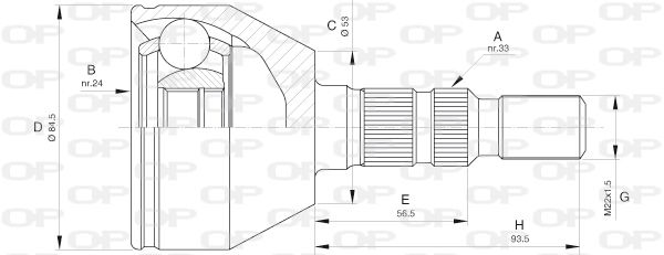 OPEN PARTS Шарнирный комплект, приводной вал CVJ5602.10